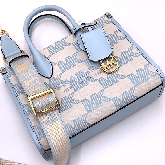 MICHAEL KORS MIRELLA SMALL SHOPPER TOP ZIP XBODY VISTA BLUE COLOR - Picture 4 of 15